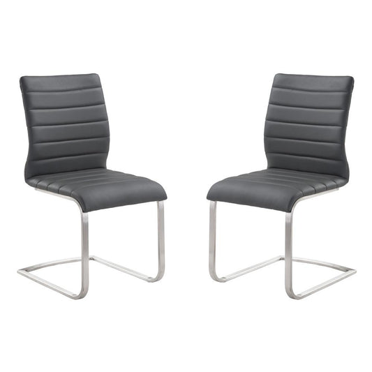 Armen Living - Fusion Contemporary Side Chair In Gray and Stainless Steel (Set of 2) - LCFUSIGR veiw 1