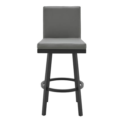 Armen Living - Gem Swivel Modern Black Metal and Gray Faux Leather Bar and Counter Stool - LCGEBABLGR30 veiw 2