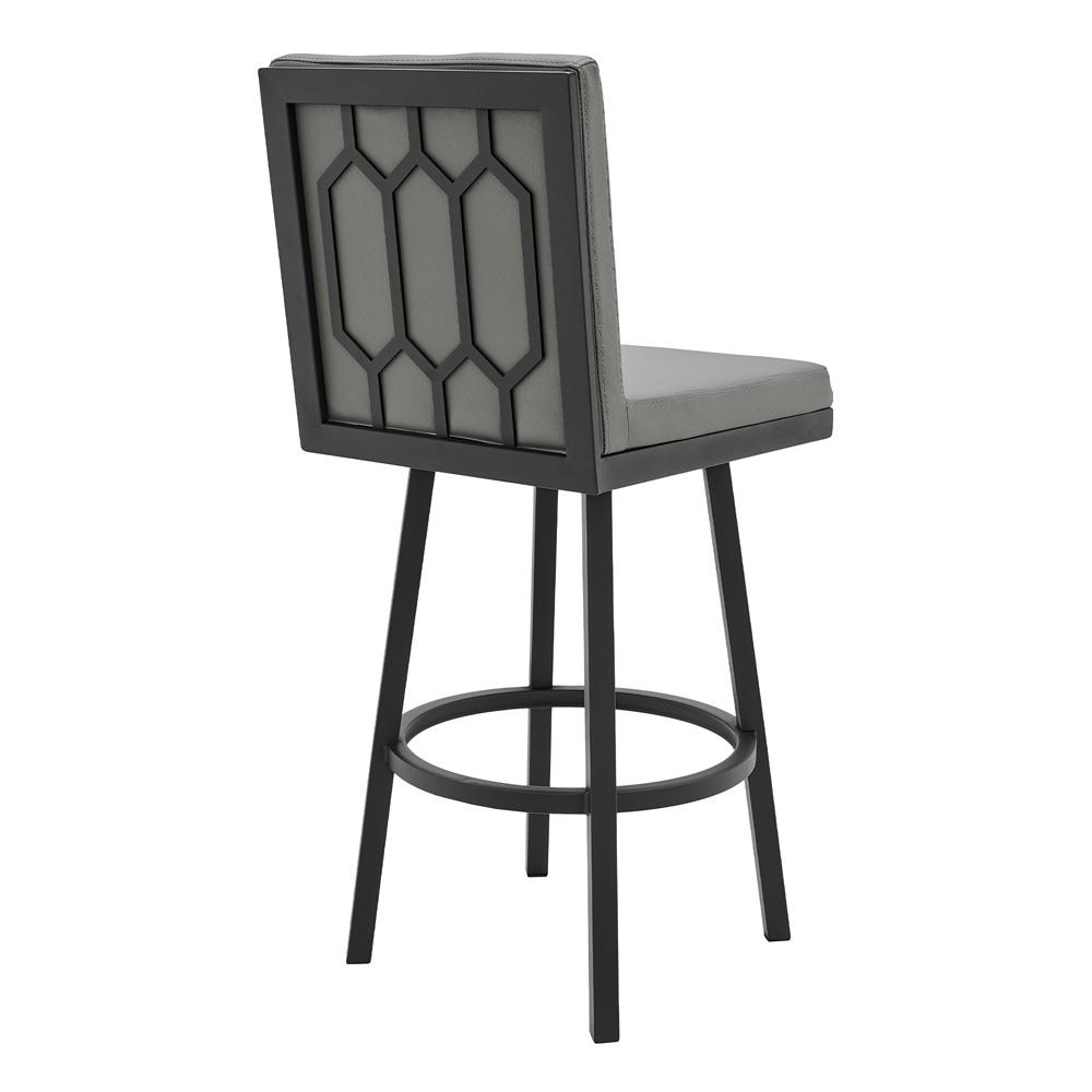 Armen Living - Gem Swivel Modern Black Metal and Gray Faux Leather Bar and Counter Stool - LCGEBABLGR30 veiw 3
