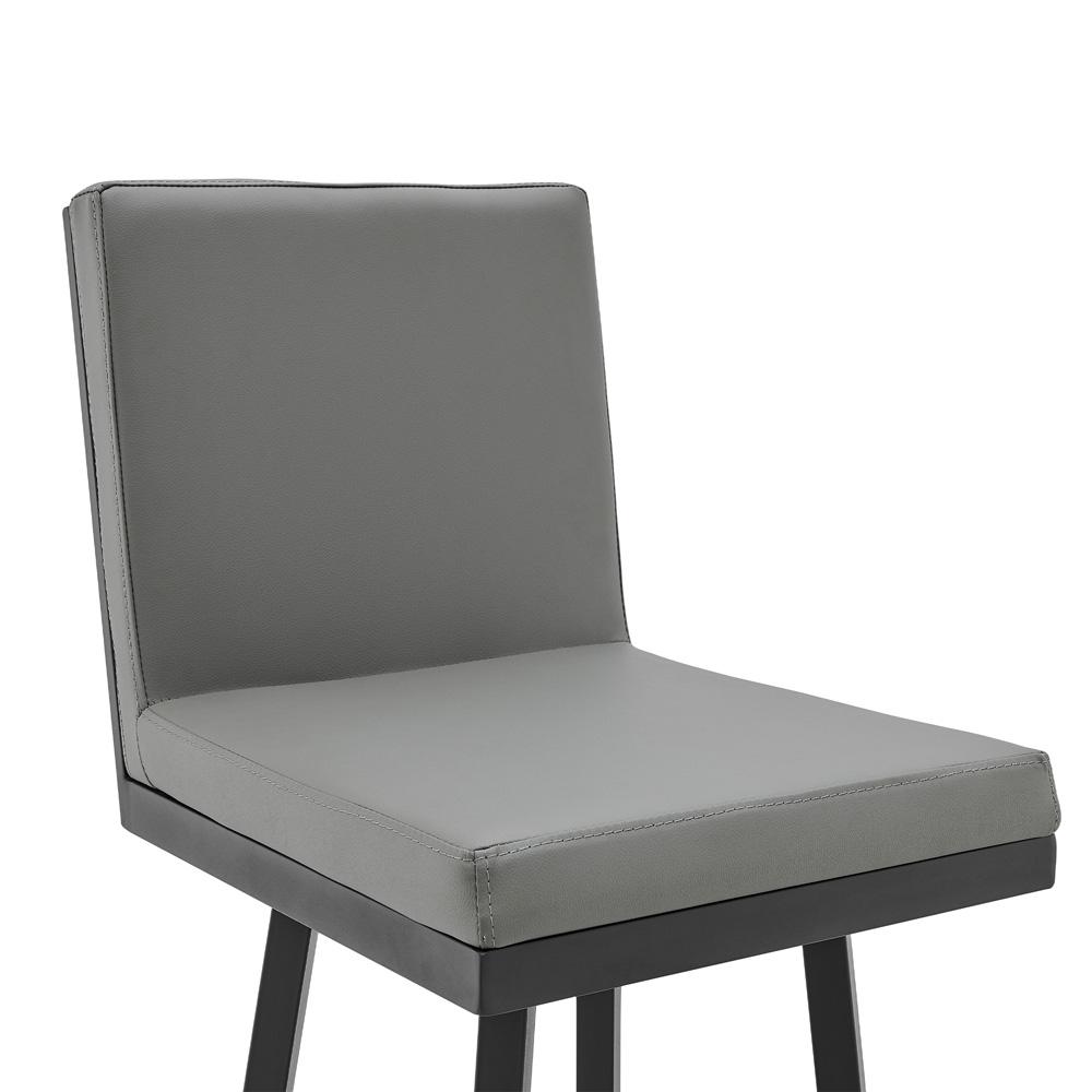 Armen Living - Gem Swivel Modern Black Metal and Gray Faux Leather Bar and Counter Stool - LCGEBABLGR30 veiw 4