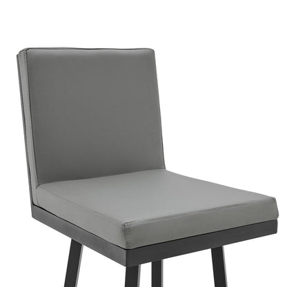 Armen Living - Gem Swivel Modern Black Metal and Gray Faux Leather Bar and Counter Stool - LCGEBABLGR30 veiw 4