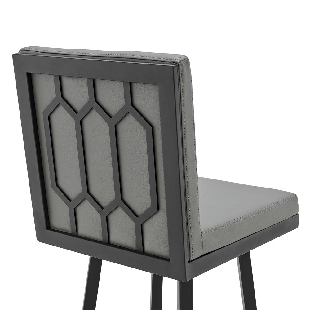 Armen Living - Gem Swivel Modern Black Metal and Gray Faux Leather Bar and Counter Stool - LCGEBABLGR30 veiw 5