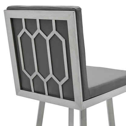 Armen Living - Gem 30in Swivel Modern Metal and Gray Faux Leather Bar and Counter Stool - LCGEBABSGR30 veiw 5