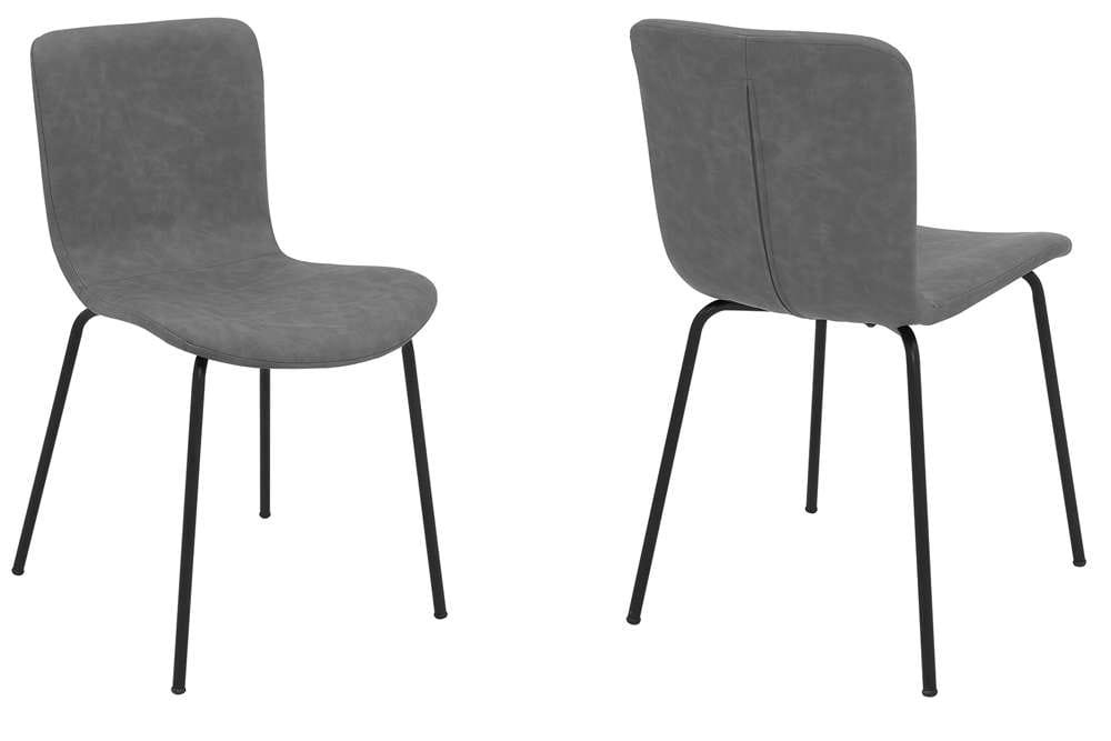 Armen Living - Gillian Modern Dark Gray Faux Leather and Metal Dining Room Chairs (Set of 2) - LCGLSIBLGR veiw 1
