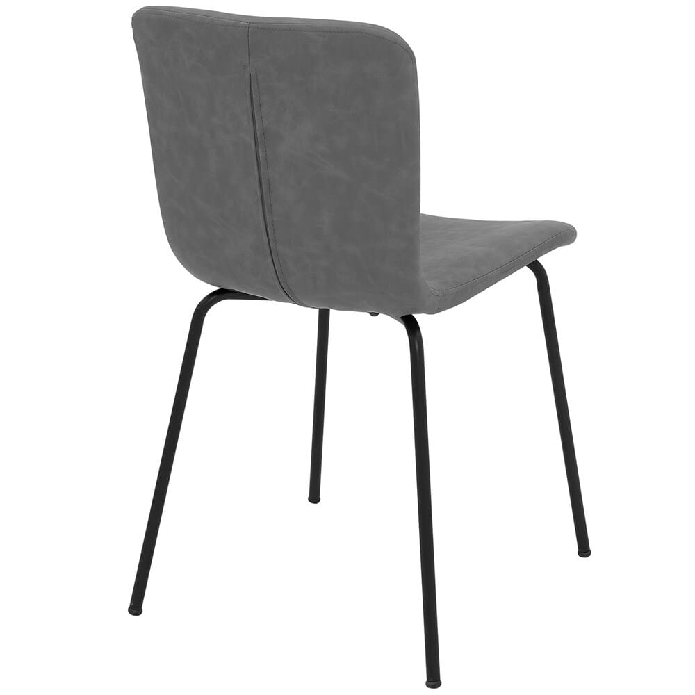 Armen Living - Gillian Modern Dark Gray Faux Leather and Metal Dining Room Chairs (Set of 2) - LCGLSIBLGR veiw 2
