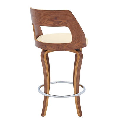 Armen Living - Grady 25in Swivel Cream Faux Leather and Walnut Wood Bar Stool - LCGRBAWACR26 veiw 4