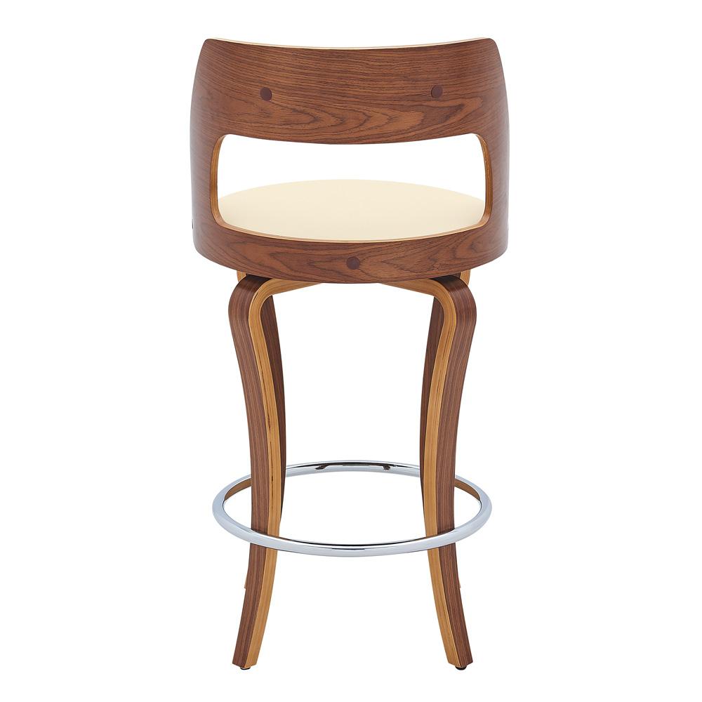 Armen Living - Grady 25in Swivel Cream Faux Leather and Walnut Wood Bar Stool - LCGRBAWACR26 veiw 5