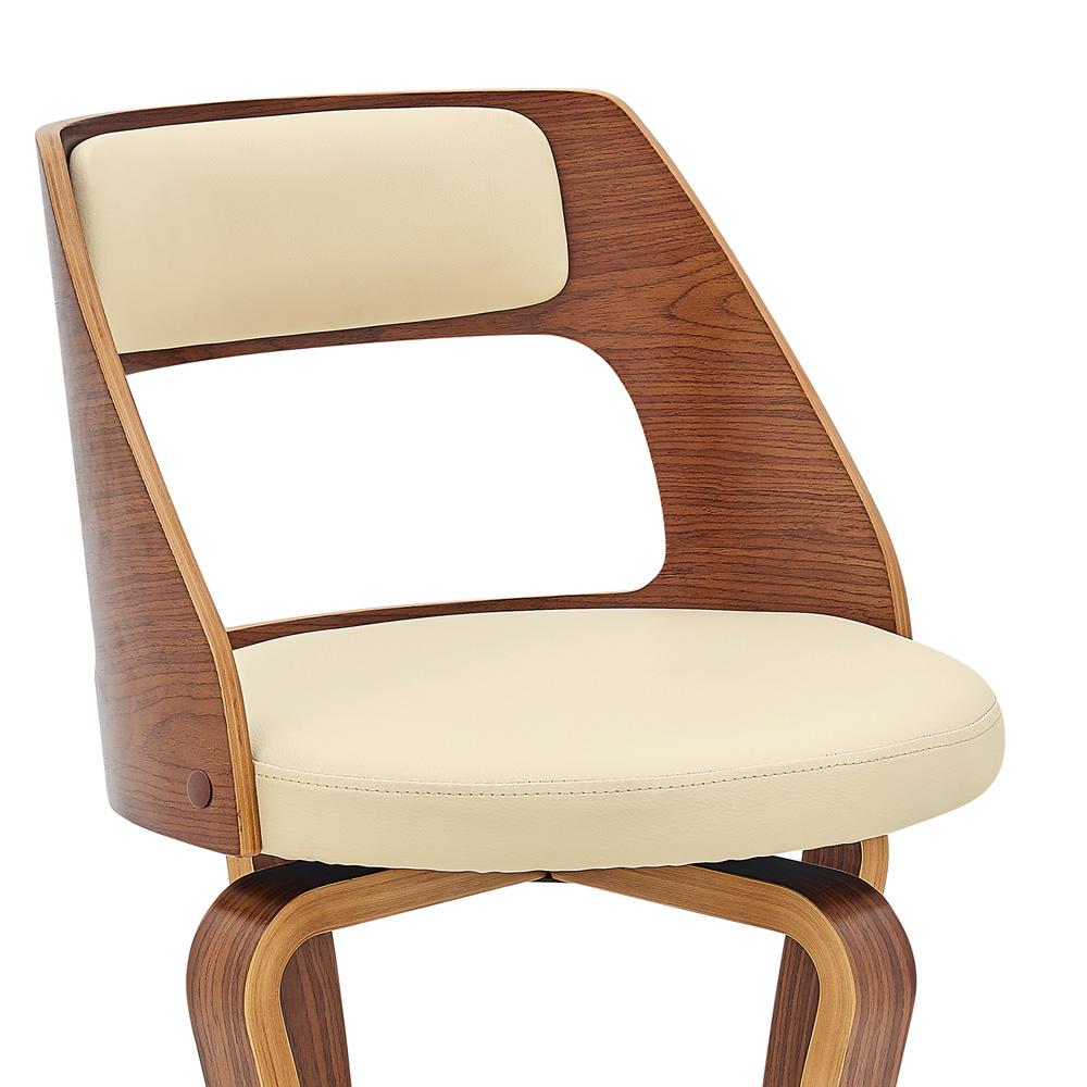 Armen Living - Grady 25in Swivel Cream Faux Leather and Walnut Wood Bar Stool - LCGRBAWACR26 veiw 6