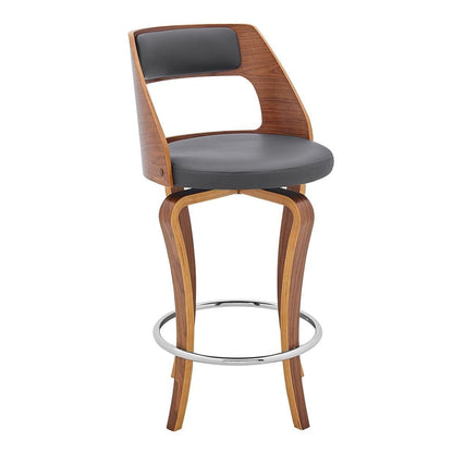 Armen Living - Grady 25in Swivel Gray Faux Leather and Walnut Wood Bar Stool - LCGRBAWAGR26 veiw 1
