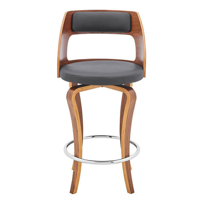 Armen Living - Grady 25in Swivel Gray Faux Leather and Walnut Wood Bar Stool - LCGRBAWAGR26 veiw 2
