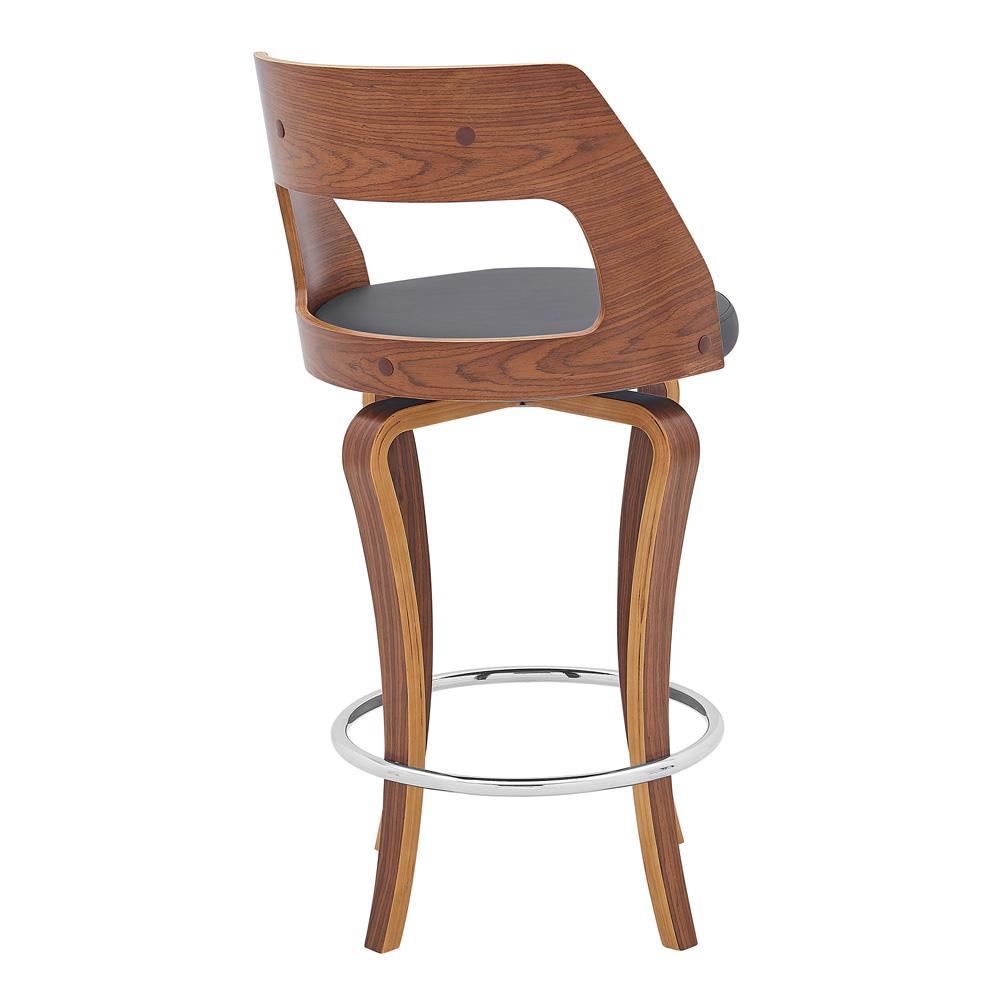 Armen Living - Grady 25in Swivel Gray Faux Leather and Walnut Wood Bar Stool - LCGRBAWAGR26 veiw 4