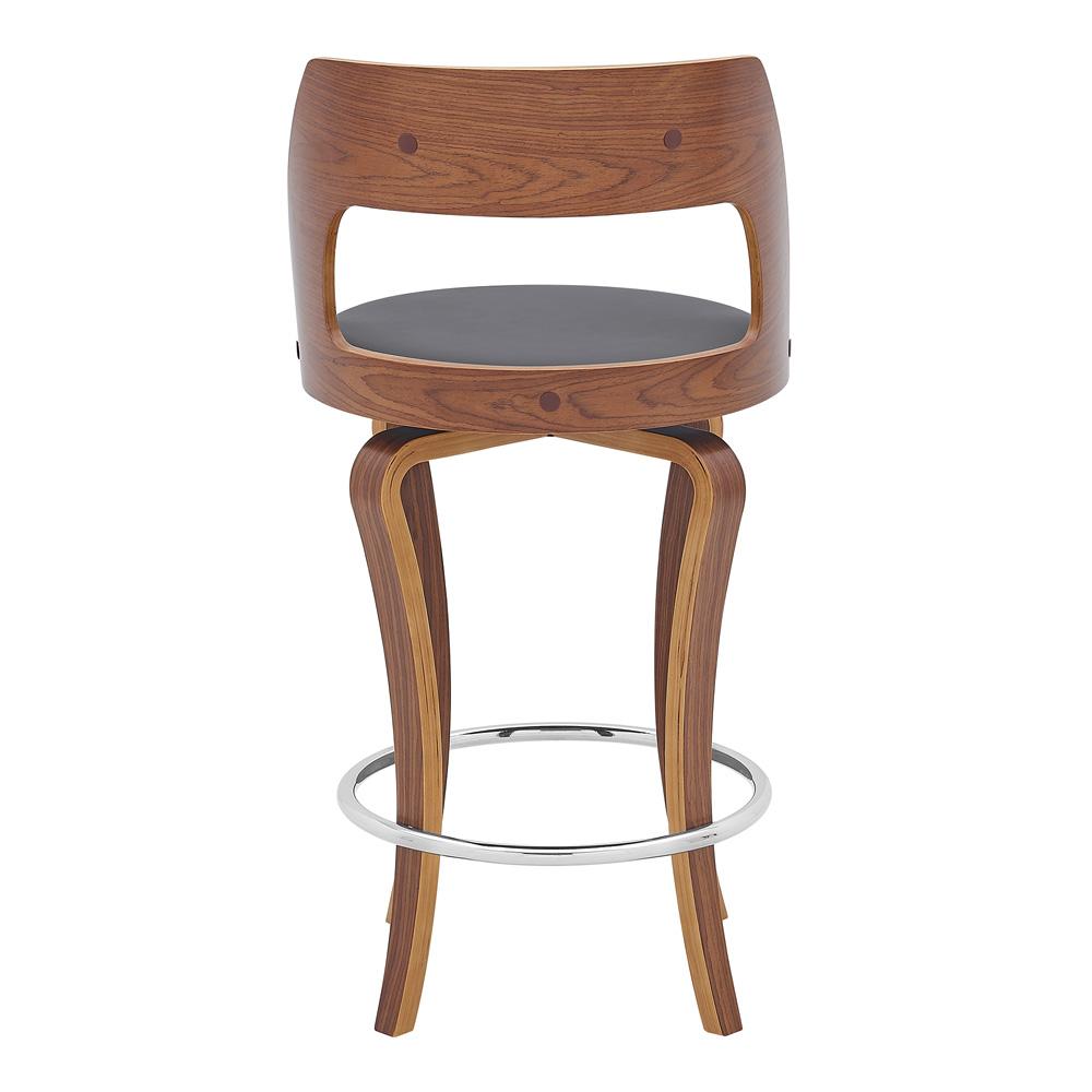 Armen Living - Grady 25in Swivel Gray Faux Leather and Walnut Wood Bar Stool - LCGRBAWAGR26 veiw 5