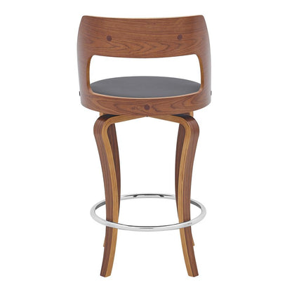 Armen Living - Grady 25in Swivel Gray Faux Leather and Walnut Wood Bar Stool - LCGRBAWAGR26 veiw 5