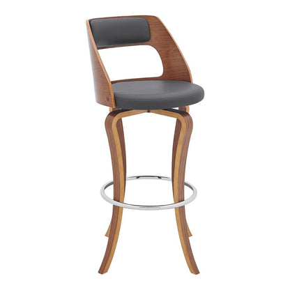 Armen Living - Grady 29in Swivel Gray Faux Leather and Walnut Wood Bar Stool - LCGRBAWAGR30 veiw 1