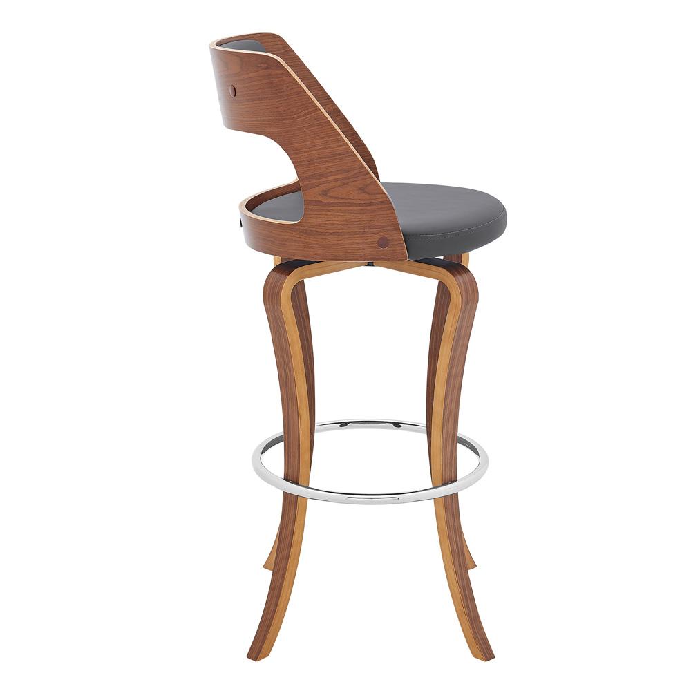 Armen Living - Grady 29in Swivel Gray Faux Leather and Walnut Wood Bar Stool - LCGRBAWAGR30 veiw 3