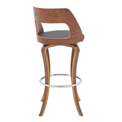 Armen Living - Grady 29in Swivel Gray Faux Leather and Walnut Wood Bar Stool - LCGRBAWAGR30 veiw 4