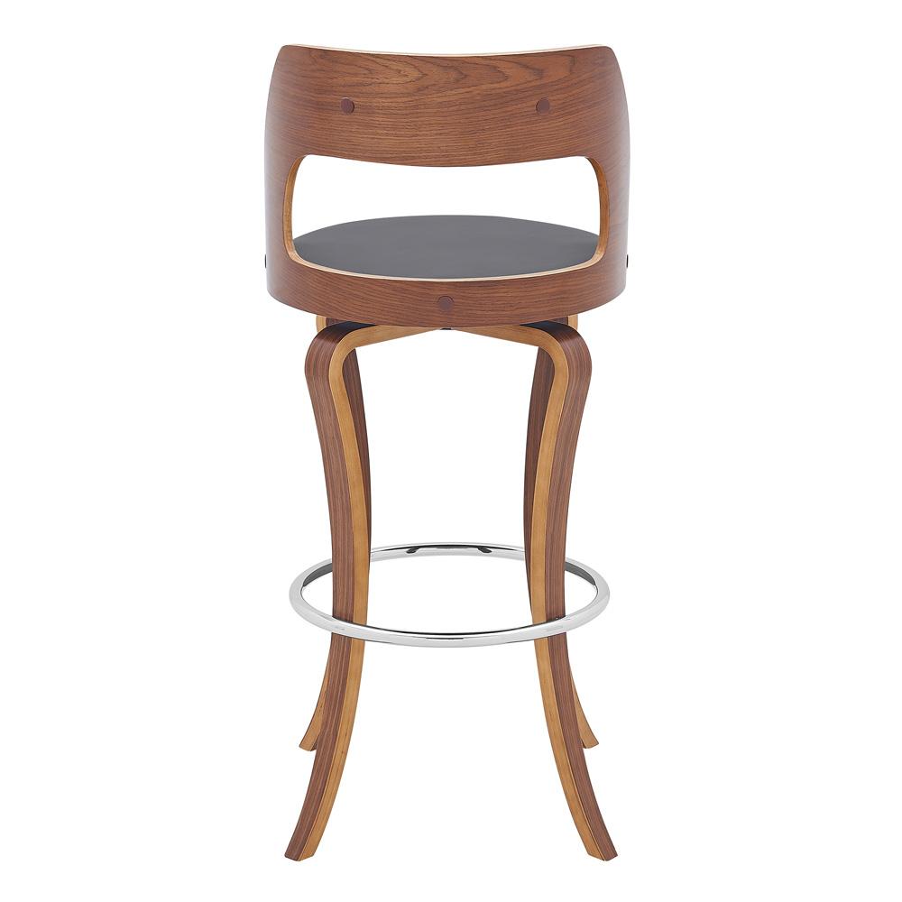 Armen Living - Grady 29in Swivel Gray Faux Leather and Walnut Wood Bar Stool - LCGRBAWAGR30 veiw 5