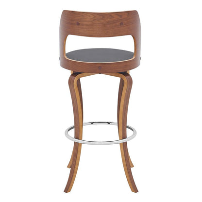 Armen Living - Grady 29in Swivel Gray Faux Leather and Walnut Wood Bar Stool - LCGRBAWAGR30 veiw 5