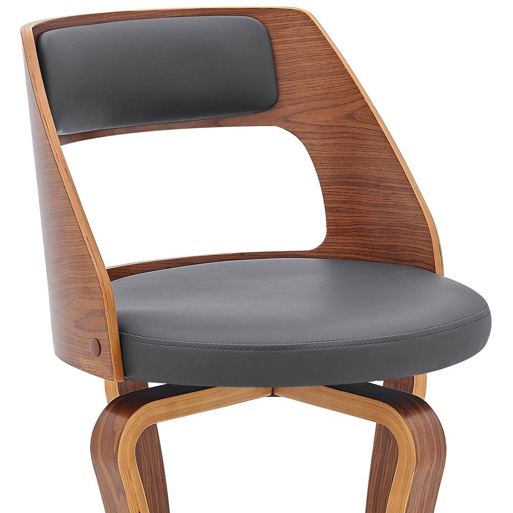 Armen Living - Grady 29in Swivel Gray Faux Leather and Walnut Wood Bar Stool - LCGRBAWAGR30 veiw 6