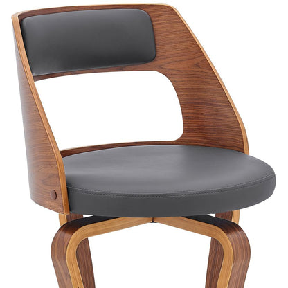 Armen Living - Grady 29in Swivel Gray Faux Leather and Walnut Wood Bar Stool - LCGRBAWAGR30 veiw 6