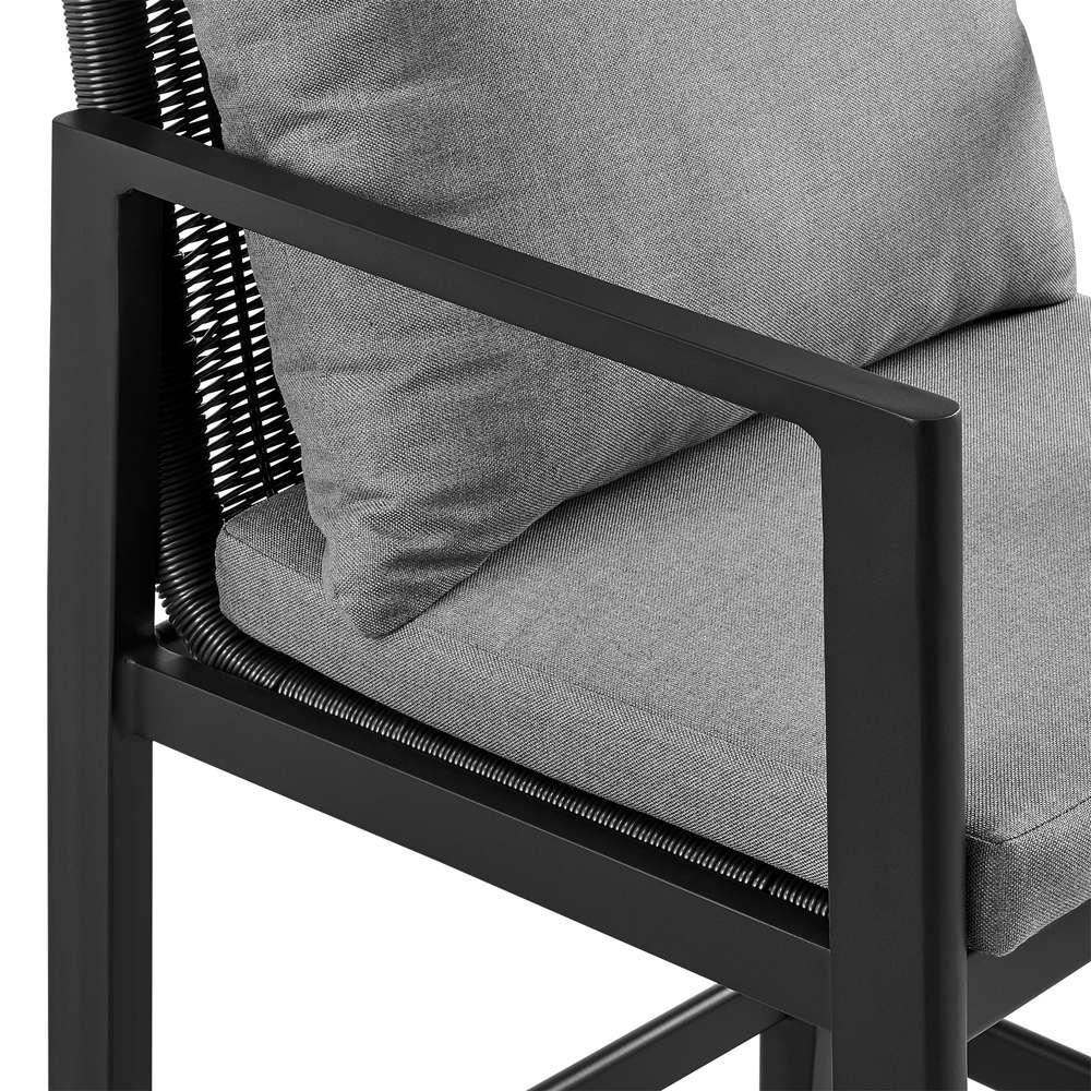 Armen Living - Grand Outdoor Patio Counter Height Bar Stool in Aluminum with Grey Cushions - 840254332652 veiw 6