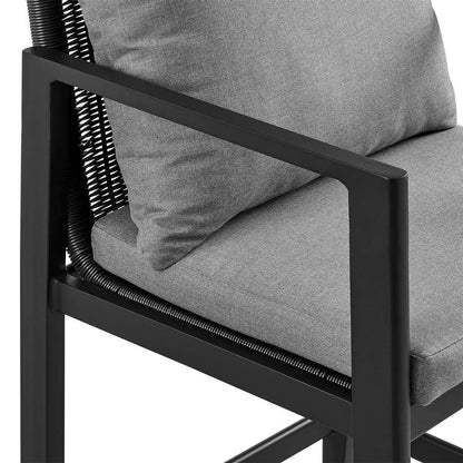 Armen Living - Grand Outdoor Patio Counter Height Bar Stool in Aluminum with Grey Cushions - 840254332652 veiw 6