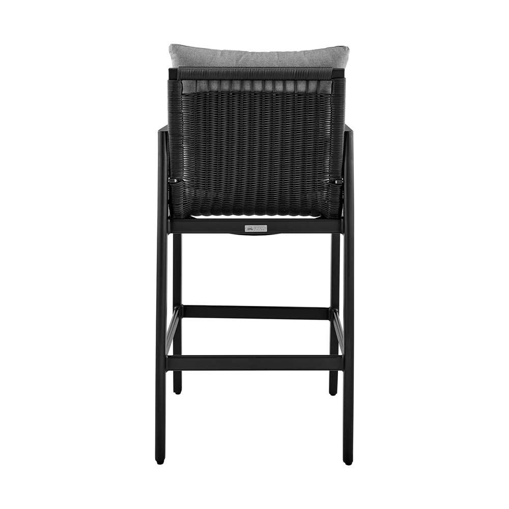 Armen Living - Grand Outdoor Patio Bar Stool in Aluminum with Grey Cushions - 840254332669 veiw 5