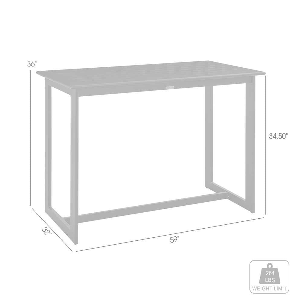 Armen Living - Grand Outdoor Patio Counter Height Dining Table in Black Aluminum - 840254332591 veiw 5