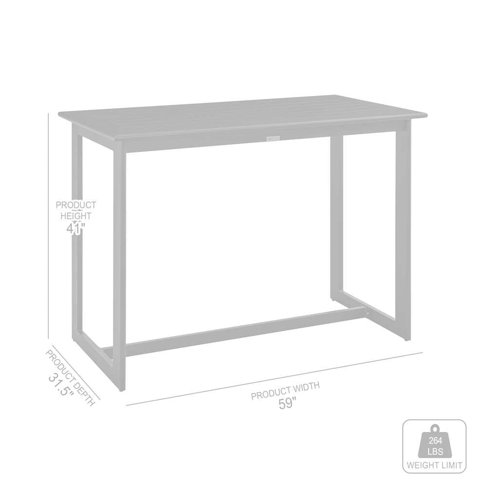 Armen Living - Grand Outdoor Patio Bar Height Dining Table in Aluminum - 840254332676 veiw 6