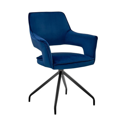 Armen Living - Hadley Dining Room Accent Chair in Blue Velvet with Black Finish - LCHDCHBLU veiw 1