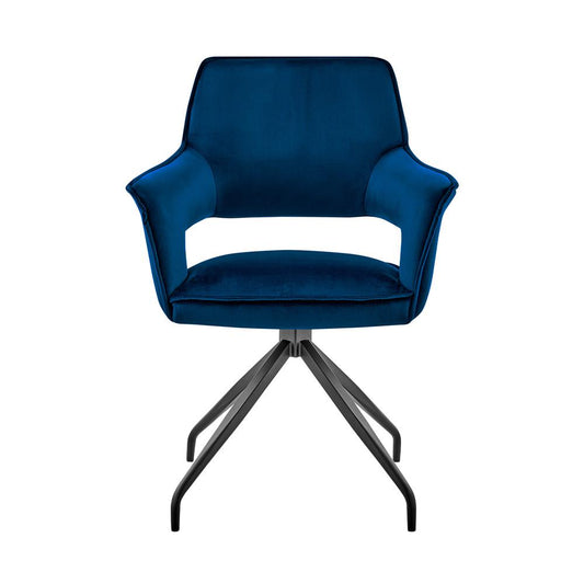 Armen Living - Hadley Dining Room Accent Chair in Blue Velvet with Black Finish - LCHDCHBLU veiw 2