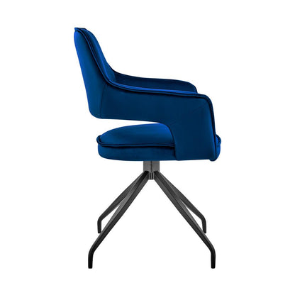 Armen Living - Hadley Dining Room Accent Chair in Blue Velvet with Black Finish - LCHDCHBLU veiw 3