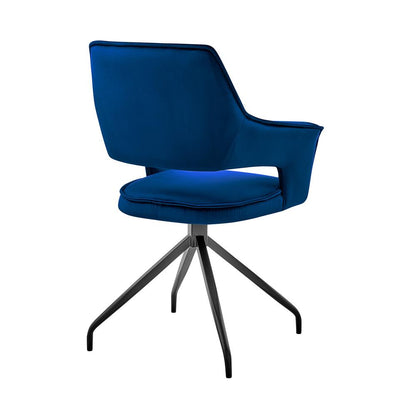 Armen Living - Hadley Dining Room Accent Chair in Blue Velvet with Black Finish - LCHDCHBLU veiw 4