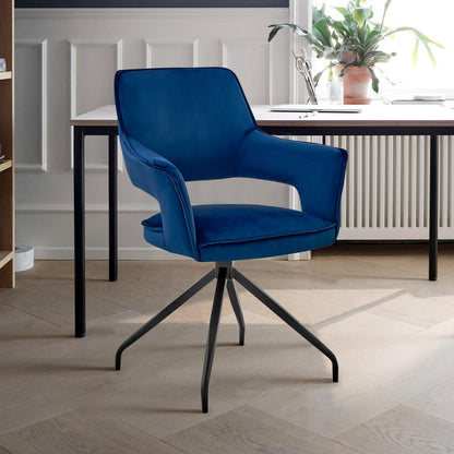 Armen Living - Hadley Dining Room Accent Chair in Blue Velvet with Black Finish - LCHDCHBLU veiw 8