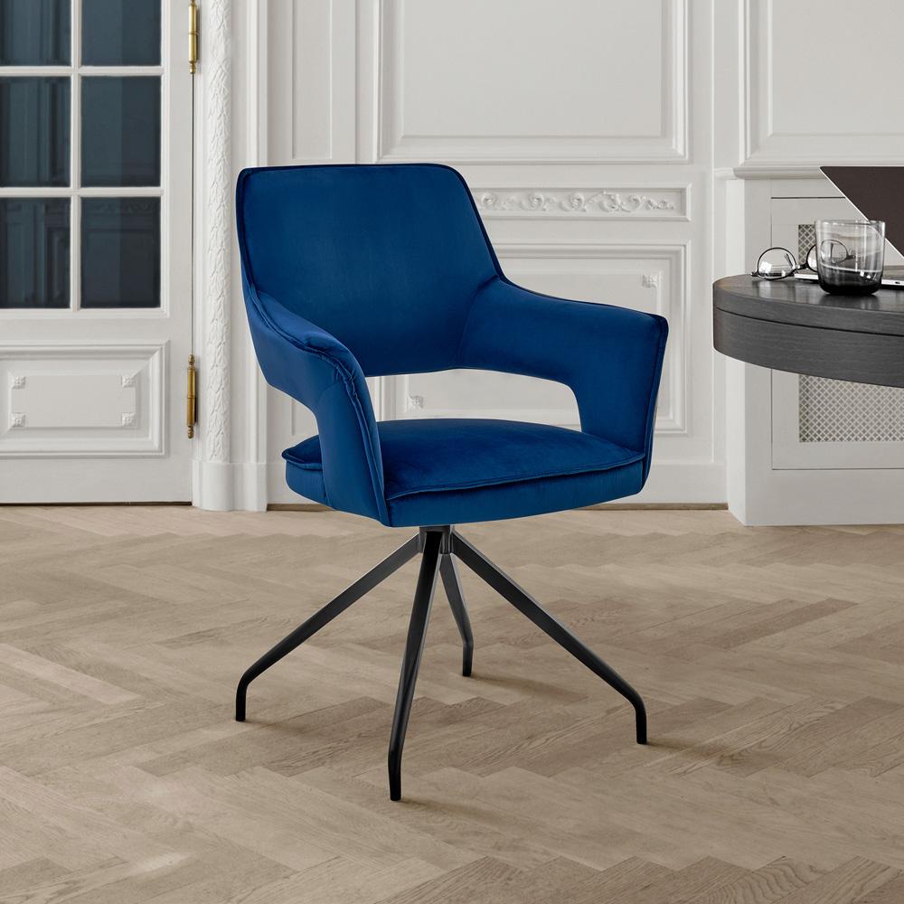 Armen Living - Hadley Dining Room Accent Chair in Blue Velvet with Black Finish - LCHDCHBLU veiw 9