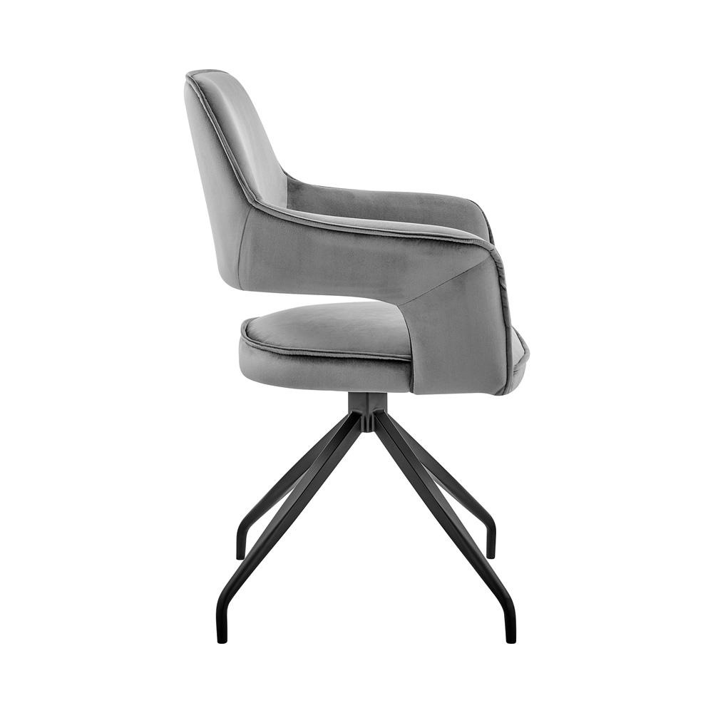 Armen Living - Hadley Dining Room Accent Chair in Gray Velvet with Black Finish - LCHDCHGRY veiw 3