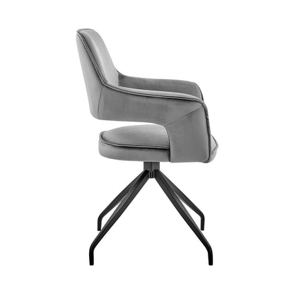 Armen Living - Hadley Dining Room Accent Chair in Gray Velvet with Black Finish - LCHDCHGRY veiw 3