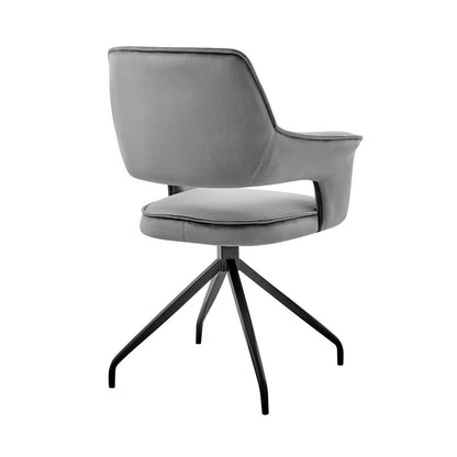 Armen Living - Hadley Dining Room Accent Chair in Gray Velvet with Black Finish - LCHDCHGRY veiw 4