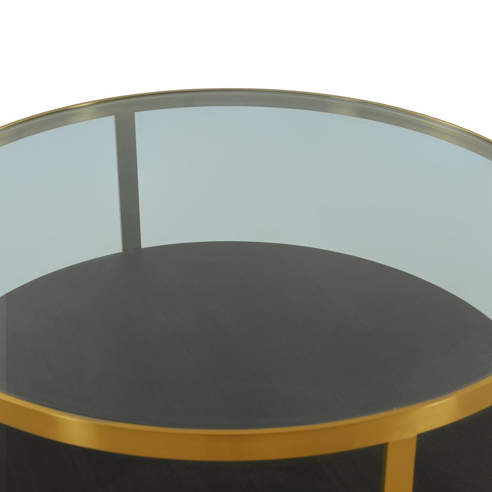Armen Living - Hattie Glass Top and Walnut Wood Coffee Table with Brushed Gold Frame - LCOPCOBRGLD veiw 4