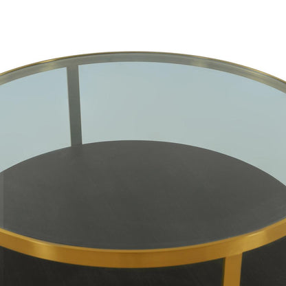 Armen Living - Hattie Glass Top and Walnut Wood Coffee Table with Brushed Gold Frame - LCOPCOBRGLD veiw 4