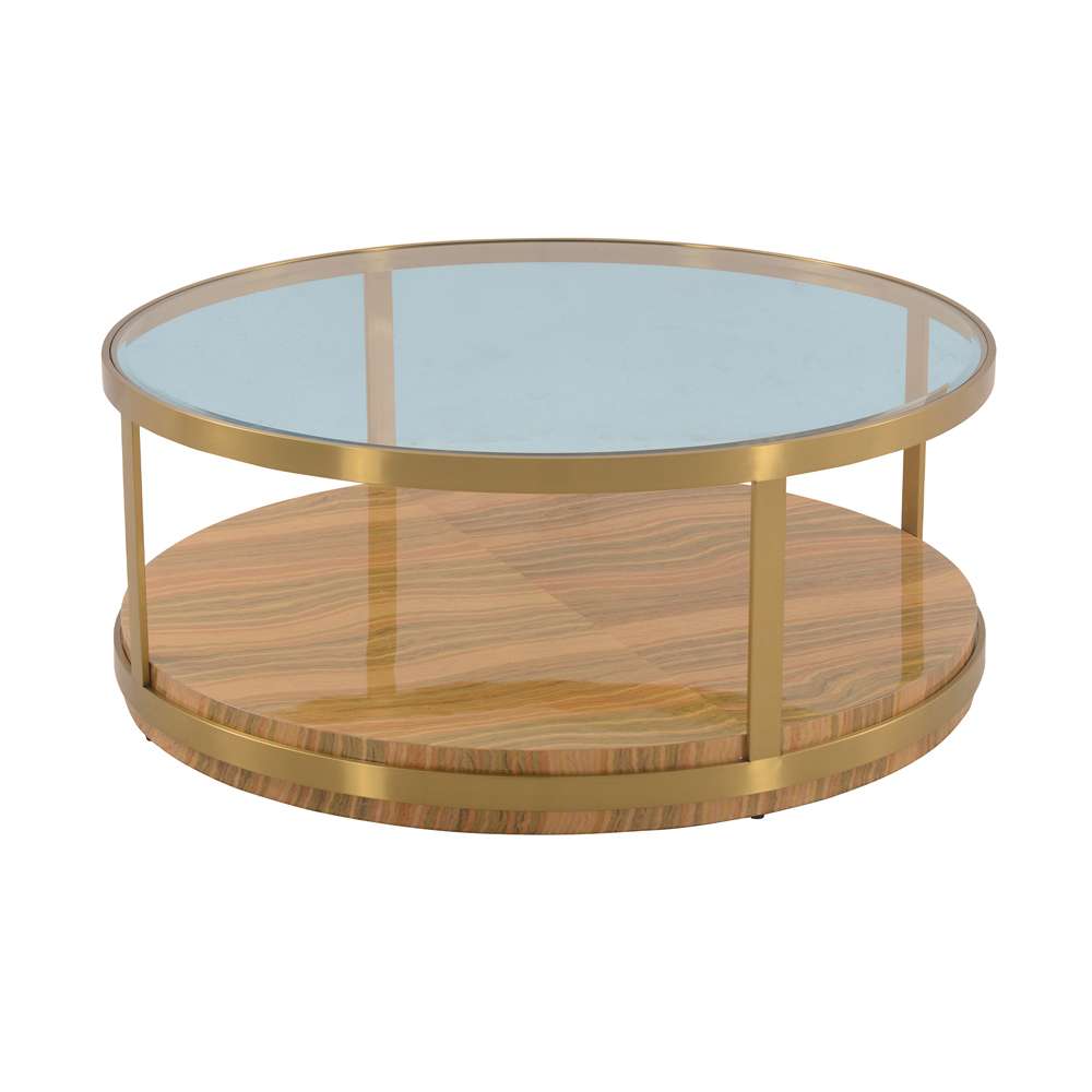 Armen Living - Hattie Glass Top Coffee Table with Brushed Gold Legs - LCDXCOGLGLD veiw 1