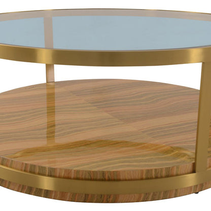 Armen Living - Hattie Glass Top Coffee Table with Brushed Gold Legs - LCDXCOGLGLD veiw 3