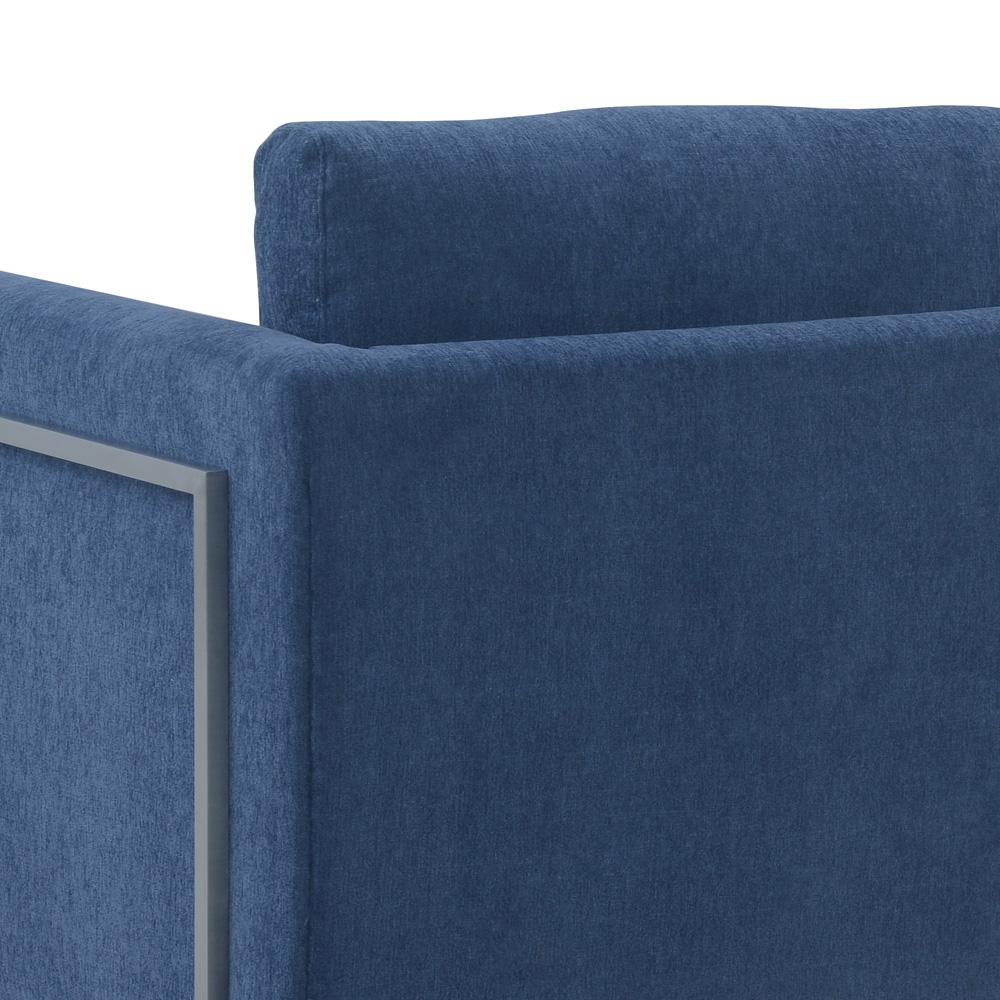 Armen Living - Heritage Blue Fabric Upholstered Accent Chair with Brushed Stainless Steel Legs - LCHT1BLUE veiw 3