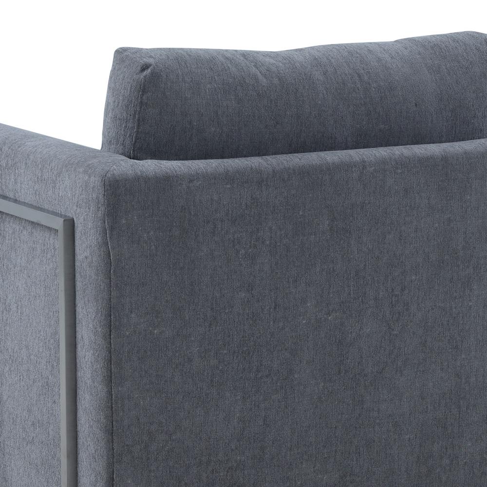 Armen Living - Heritage Gray Fabric Upholstered Accent Chair with Brushed Stainless Steel Legs - LCHT1GREY veiw 3