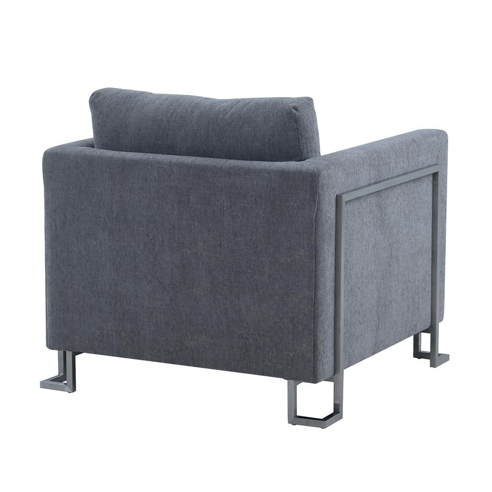 Armen Living - Heritage Gray Fabric Upholstered Accent Chair with Brushed Stainless Steel Legs - LCHT1GREY veiw 5
