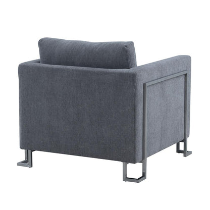 Armen Living - Heritage Gray Fabric Upholstered Accent Chair with Brushed Stainless Steel Legs - LCHT1GREY veiw 5