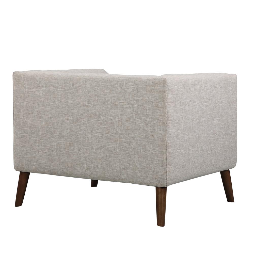 Armen Living - Hudson Mid-Century Button-Tufted Chair in Beige Linen and Walnut Legs - LCHU1BE veiw 3
