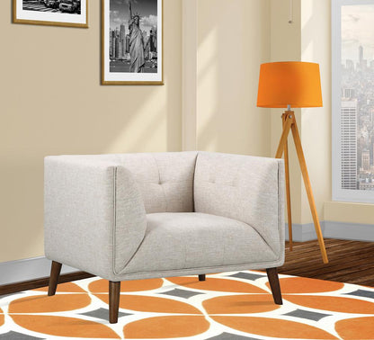 Armen Living - Hudson Mid-Century Button-Tufted Chair in Beige Linen and Walnut Legs - LCHU1BE veiw 6
