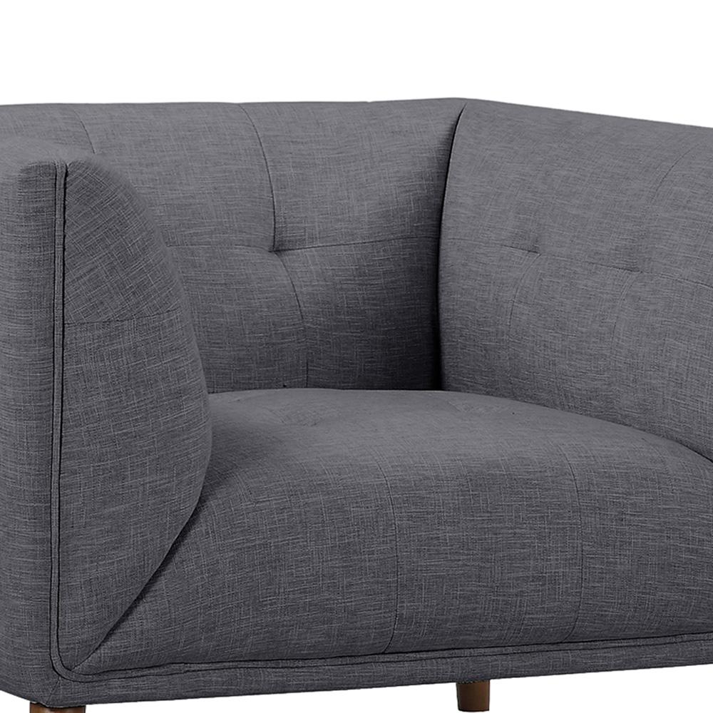 Armen Living - Hudson Mid-Century Button-Tufted Chair in Dark Gray Linen and Walnut Legs - LCHU1DG veiw 4