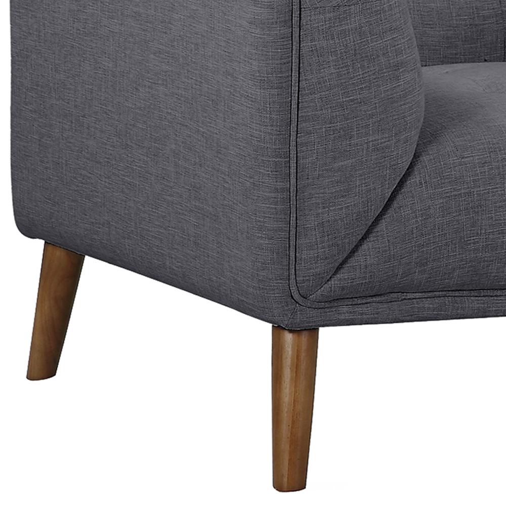Armen Living - Hudson Mid-Century Button-Tufted Chair in Dark Gray Linen and Walnut Legs - LCHU1DG veiw 5